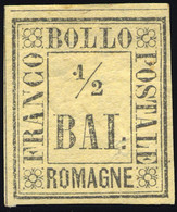 1859 ROMAGNE 1/2 BAI GIALLO PAGLIA N.1 NUOVO* GRANDI MARGINI SPLENDIDO - MH LUXUS - Romagna