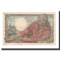 France, 20 Francs, 1943-04-15, TTB, Fayette:13.6, KM:100a - 20 F 1942-1950 ''Pêcheur''
