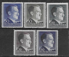 Germania General Government 1942 Hitler D12½ 5val Mi N.83-84,86-88 MH * - Occupation 1938-45