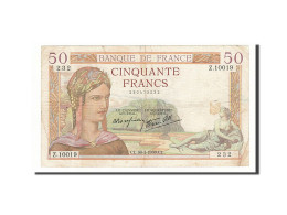 Billet, France, 50 Francs, 1939, 1939-03-30, TB+, Fayette:18.24, KM:85b - 50 F 1934-1940 ''Cérès''