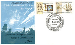 (Z 6) Australia - FDC Cover - Cook In Antarctic 200th Anniversary (Davis / Maswson / Casey P/m) 3 Covers - FDC