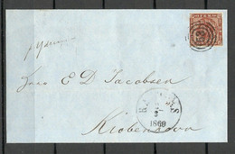 Dänemark DENMARK 1860 Cover FRONT With Numeral Cancel "53" To Kobenhaven - Lettres & Documents