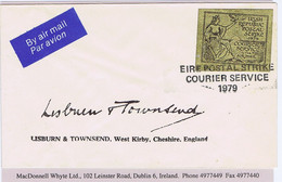 Ireland Airmail Postal Strike 1979 Lisburn & Townsend Cover To Cheshire With Black On Gold VIA AIR MAIL Vignette - Unclassified