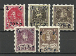 Poland Polska 1917 Polish Royality Kings Könige Overprinted Set Of 5 MNH - Nuovi