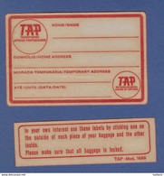 Tap Airlines Portugal Aviation Label Luggage And Instructions - Etiqueta De Bagagem 1960s - Baggage Etiketten