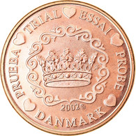 Danemark, Euro Cent, 2002, Unofficial Private Coin, SPL, Copper Plated Steel - Essais Privés / Non-officiels