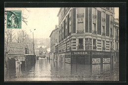 CPA Villeneuve-Saint-Georges, Inondation / Crue De La Seine 1910, Inondation An Der Fabrik Singer - Villeneuve Saint Georges