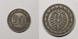 Germany 20 Pfennig, 1888 KM# 9 Mintmark "A" - Berlin Period German Empire (1871 - 1922) - 20 Pfennig