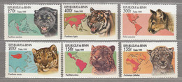 Benin 1999 Fauna Wild Cats Maps Mi 1192-1197 MNH(**) 26693 - Felini