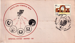 SPACE-SATELLITES IN ORBITS-SPACE AND COMMON MAN- SRIHARIKOTA TRACKING RANGE-PLACE CANCEL- INDIA-1988-FC2-115 - Azië