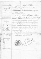 CERTIFICAT LEGATION MAJESTE ROI DES PAYS BAS 1828 - Zonder Classificatie