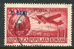 ROMANIA 1952 Currency Reform Surcharge On 30 B. Airmail Used.  Michel 1367 - Gebraucht