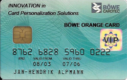 -CARTE-PUCE-MAGNETIQUE-Allemagne-CB-BANQUE BOWE CARDTEC-2003-BOWE ORANGE CARD-Modele-Plastic Epais Glacé-TBE-RARE - Cartes Bancaires Jetables