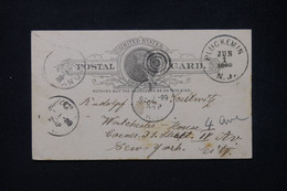 ETATS UNIS - Entier Postal De Plukemin Pour New York En 1889  - L 81080 - ...-1900