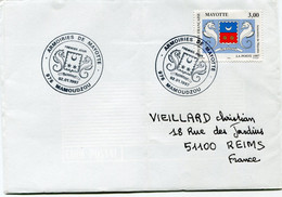 MAYOTTE LETTRE DEPART ARMOIRIES DE MAYOTTE PREMIER JOUR 02-01-1997 MAMOUDZOU POUR LA FRANCE - Cartas & Documentos