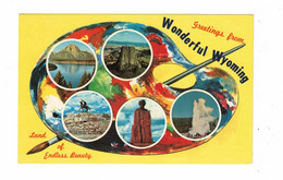 Wyoming, USA, Greetings From, 5 Locations Named On Back, Old Chrome Postcard - Autres & Non Classés