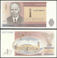 ESTONIA - 1 Kroon 1992 P# 69a Europe Banknote - Edelweiss Coins . - Estland