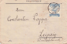 GREECE - LETTER 1914 SALONIKI > LEIPZIG Mi #178 /GA60 - Covers & Documents