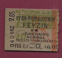 071220 - TICKET CHEMIN DE FER TRAM - Familles Nombreuses 30% 040 1RC 2,65 LYON PERRACHE FEYZIN (16L) - Europa