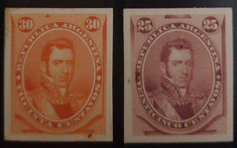 O) ARGENTINA, DIE PROOF, 1873 CARLOS MARIA ALVEAR SC 24 30c Orange, 1877 CARLOS MARIA ALVEAR SCT 40 25c Lake, UNCERTIFIE - Lettres & Documents