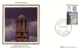 (Z 9 A) Benham SILK FDC Cover - New Zealand - Anniversary - Auckland University Centenary - Lettres & Documents