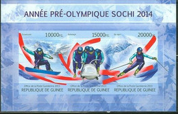 Guinea 2013, Pre Winter Olympic Games, Smowboard, Sking, Bobsleig, 3val In BF IMPERFORATED - Skateboard