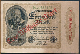 °°° GERMANY - EINE MILLIARDE MARK - AUF 1000 MARK -- BERLIN 15 DEZEMBER 1922 °°° - 1 Mrd. Mark