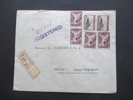 Griechenland 1927 Freimarken MiF Einschreiben Registered Le Piree - Berlin Umschlag Ionian Bank Limited Piraeus - Covers & Documents