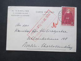 Belgien 1930 PK Firmenkarte H. Kiesslaing Edeghem Lez Anvers An Das Komitee Für Chilisalpeter In Berlin Michel Nr. 285 - Brieven En Documenten