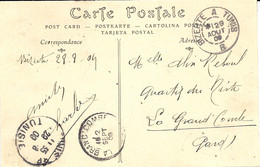 1909-C P A De Bizertez Pour La France  Avec Cad AMBULANT " BIEZRTE A TUNIS  / B  " - Cartas & Documentos