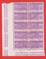 1946/81 (11) Pacchi In Concessione Filigrana Stelle Lire 90 - Blocco Di 5 Usato Angolo Di Foglio - Colis-concession