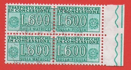 1946/81 (20) Pacchi In Concessione Filigrana Stelle IV Lire 600 - Coppia Usata Bordo Di Foglio - Colis-concession