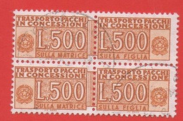 1946/81 (19) Pacchi In Concessione Filigrana Stelle IV Lire 500 - Usato In Coppia - Colis-concession