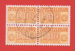 1946/81 (13/ll) Pacchi In Concessione Filigrana Stelle IV Lire 110 - Usato In Coppia - Colis-concession