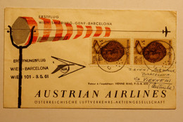 Austrian Airlines - 1er Vol Vienne - Barcelone Du 3/05/1961 - First Flight Covers