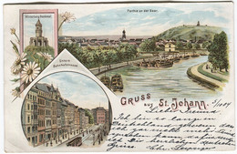 GRUSS Aus St. JOHANN Farblitho 1904 Gegangen - St. Johann In Tirol