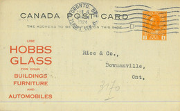 93156 - CANADA - Postal History - Advertising STATIONERY CARD 1924  Cars GLASS Architecture - 1903-1954 Kings