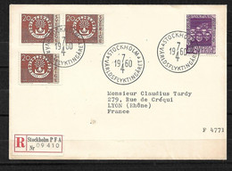 Suède Année Du Réfugié  FDC Lettre Recommandée Stockholm Le 07/04/1960 Pour Lyon Le 11/04 Les N° 448;449 Et 448b  TB - Brieven En Documenten