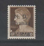 SEBENICO - OCC. CROATA:  1944  SOPRASTAMPATO  -  £. 3,50 / 10 C. BRUNO  N. -  SASS. 1 - Croatian Occ.: Sebenico & Spalato