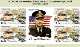 Tajikistan 2020 . Battle Of The Bulge (Ardennes). Flags,Tanks. Imperf.M/S Of 4+label - Tadzjikistan