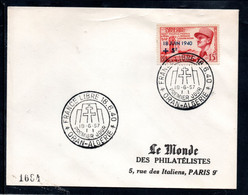YT 345 DE 1957 - ENV. Le Monde - Des Philatélistes (unique Sur Delcampe) Maréchal LECLERC - - FDC