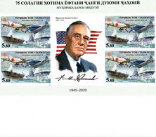 Tajikistan 2020.  Battle Of Midway (Ships,Flags,Aircraft).Imperf. M/S Of 4 + Label - Tadschikistan