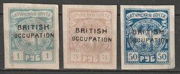 Russie Batoum Occupation Britannique N° 10, 51, 57 * - 1919-20 Occupation Britannique