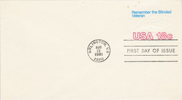 USA ETATS UNIS ENTIER LETTRE FDC REMEMBER THE BLINDED VETERAN 18 C - Other & Unclassified