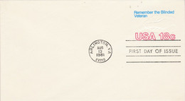 USA ETATS UNIS ENTIER LETTRE FDC REMEMBER THE BLINDED VETERAN 18 C - Andere & Zonder Classificatie