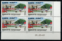 MAYOTTE PA 5 ** AERO - CLUBS DE DZAOUDZI EN BLOC DE 4 DATE DU 29-05-01 - Luchtpost