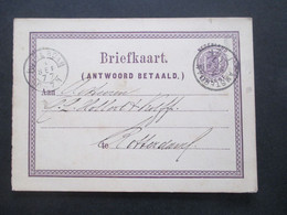 Niederlande 1872 / 77 Ganzsache P 3 A Amsterdam - Rotterdam Antwortteil - Briefe U. Dokumente