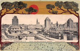 STRASBOURG-STRASSBURG-Bas-Rhin-Les Ponts-Couverts-Fantaisie Paysage Arbre Soleil-Dessin-Illustrateur - Strasbourg