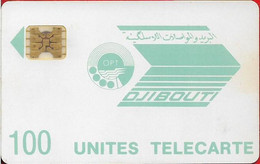 Djibouti - OPT - Blue Logo - SC4 GW Afnor, Cn.712284 Letraset Small, 7mm Hole, 1989, 100U, Used - Dschibuti