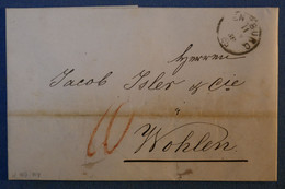 H22 SUISSE BELLE LETTRE 1858 LENZBURG POUR UN INDUSTRIEL CONNU DE WOHLEN + TAXE ROUGE MANUSCRITE+ AFFRANCH INTERESSANT - ...-1845 Vorphilatelie